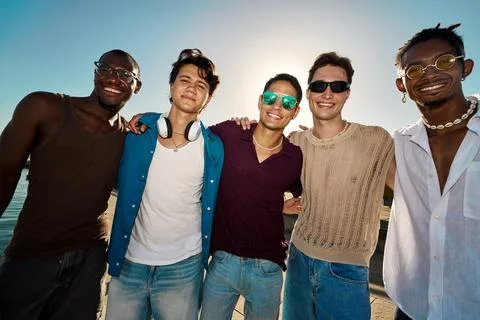 Diverse group of young men sharing friendship Fotos de archivo