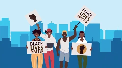 Diverse group of young people protesting for social justice with black live.. Vídeos de archivo 339214785