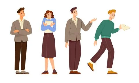 A Diverse Group of Young Professionals Gathered in a Contemporary Style Stock Illustration