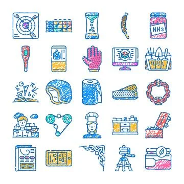 Diverse hand drawn doodle icon set collection Stock Illustration