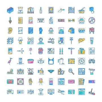 Diverse hand drawn doodle icon set elements 스톡 일러스트