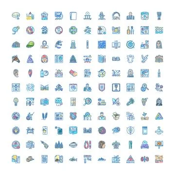 Diverse hand drawn doodle line icons collection Stock Illustration
