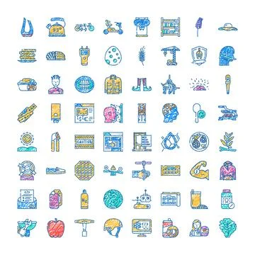 Diverse hand drawn icon collection illustrating various objects Stock Illustration
