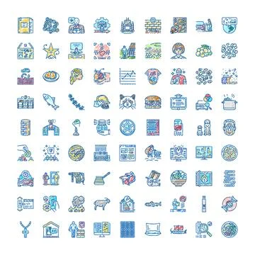 Diverse hand drawn icon collection illustrating various concepts Ilustración de archivo
