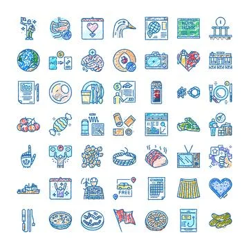 Diverse hand drawn icon collection illustrating various concepts Stock Illustration