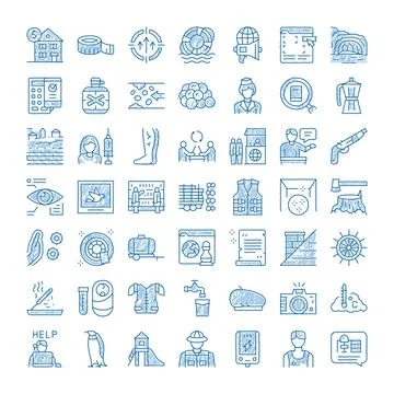 Diverse hand drawn icon set for concepts Stock Illustration