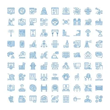 Diverse hand drawn icon set illustrating business and technology Stock Illustration
