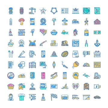 Diverse hand drawn icon set for web Ilustración de archivo