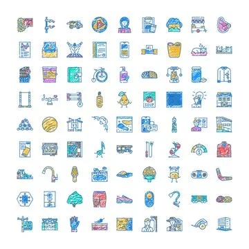 Diverse hand drawn icon set for design projects Stock Illustration