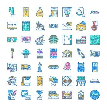 Diverse hand drawn icon set collection concept イラスト素材