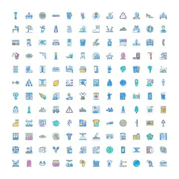 Diverse hand drawn icon set doodle collection Stock Illustration