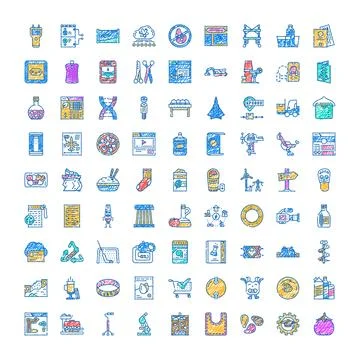 Diverse hand drawn icon set covering many concepts 스톡 일러스트