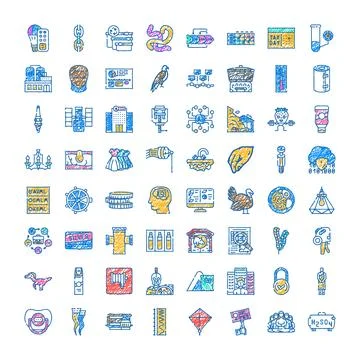 Diverse hand drawn icon set for web and mobile 스톡 일러스트