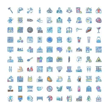 Diverse hand drawn icon set illustrating concepts Stock Illustration