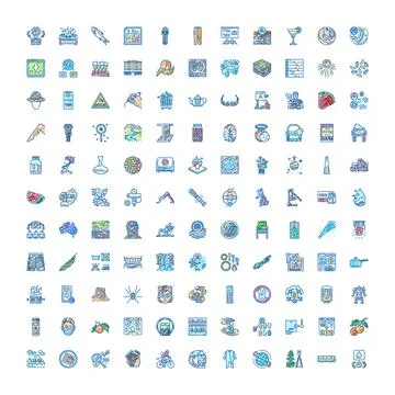 Diverse hand drawn icon set doodle collection Ilustración de archivo