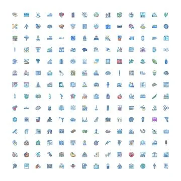 Diverse hand drawn icon set illustrating various concepts Stock Illustration