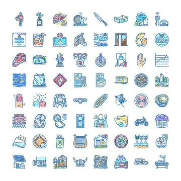 Diverse hand drawn icon set exploring concepts イラスト素材