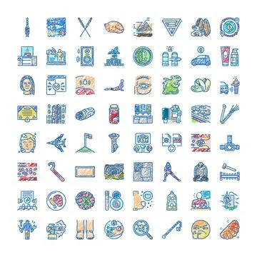 Diverse hand drawn icon set illustration collection Illustrazione stock