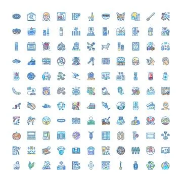 Diverse hand drawn icon set for digital use Ilustración de archivo