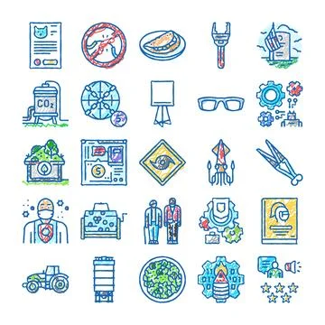 Diverse hand drawn icon set doodle collection 스톡 일러스트
