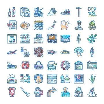Diverse hand drawn icon set concept collection Ilustración de archivo