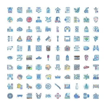 Diverse hand drawn icon set illustrating business and lifestyle concepts Stock Illustration