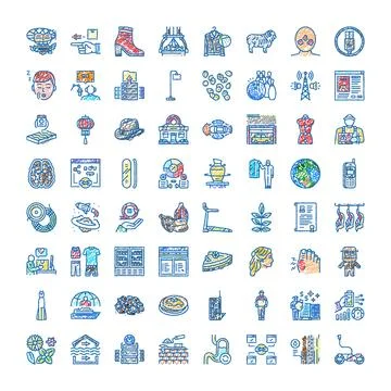 Diverse hand drawn icon set for web Stock Illustration