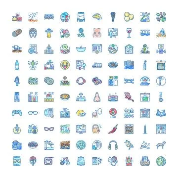 Diverse hand drawn icon set for business and life Stock Illustration