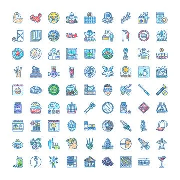 Diverse hand drawn icon set identifying concepts Stock Illustration