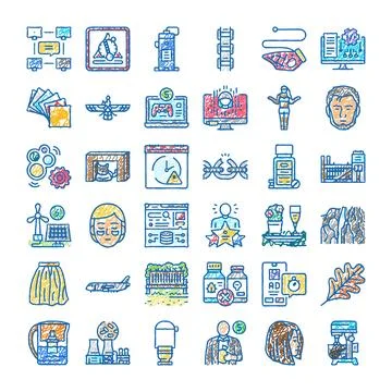 Diverse hand drawn scribble icon collection Illustrazione stock