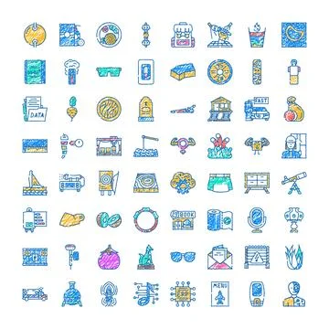 Diverse hand drawn vector icons collection 库存插图