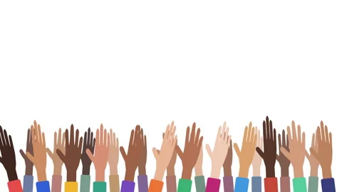 Diverse hands clapping animation showing multiethnic crowd unity Stock Footage 346547088