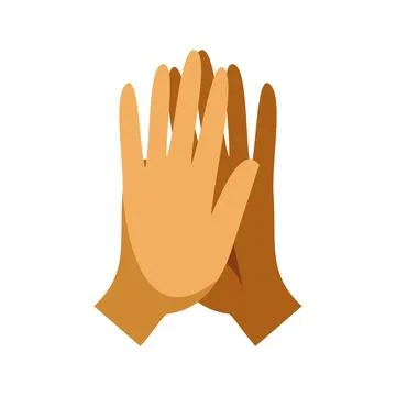 Diverse hands giving high five celebrating teamwork and success Stock Illustration