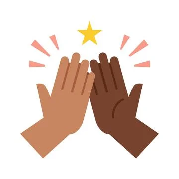Diverse hands high five gesture with star Stock Illustration