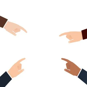 Diverse Hands Pointing to Center - Attention and Focus Concept Stock Illustration