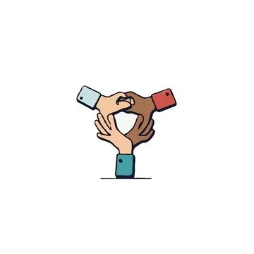 Diverse hands uniting in collaborative gesture emphasizing teamwork and sup.. Stock Illustration