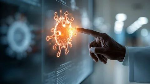 Diverse healthcare professionals explore virus data digital , AI generated Stock Footage 338024369