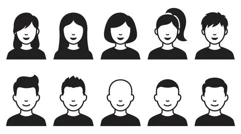 Diverse human avatar set with suitable user interface design 스톡 일러스트
