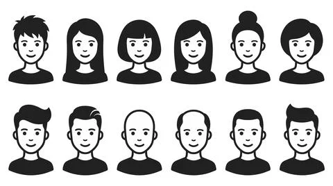 Diverse human character avatars collection flat vector graphics set Illustration