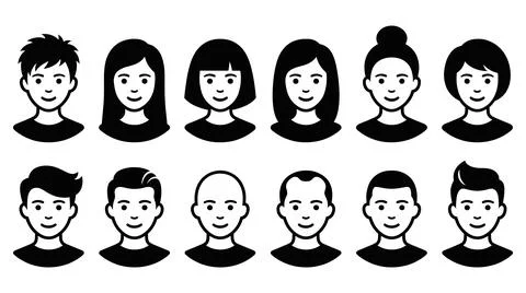 Diverse human face avatars set Illustration