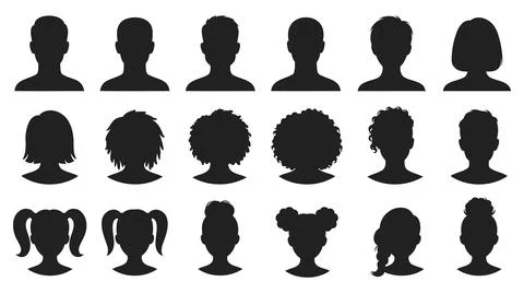 Diverse human head silhouettes collection with silhouettes arranged structured Illustration