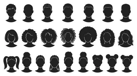 Diverse human head silhouettes collection with comprehensive collection twenty Stock Illustration
