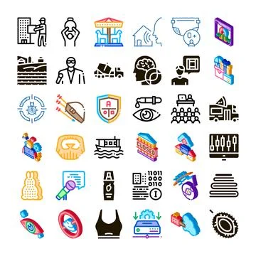 Diverse icon collection exploring different concept themes 库存插图