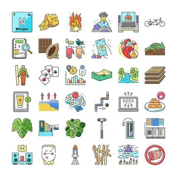 Diverse icon collection representing concepts and objects 库存插图