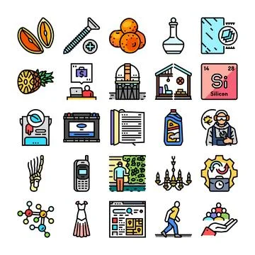 Diverse icon collection representing industry science and lifestyle イラスト素材