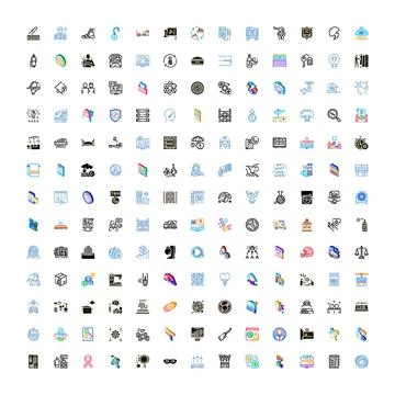 Diverse icon collection representing modern lifestyle and business Stock Illustration