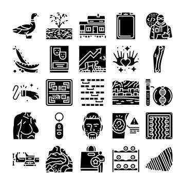 Diverse icon collection representing modern digital concepts Stock Illustration