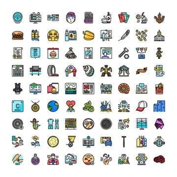 Diverse icon collection representing modern technology and lifestyle concepts イラスト素材