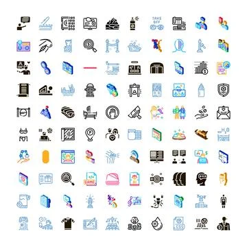 Diverse icon collection representing technology healthcare business concepts Stockillustratie
