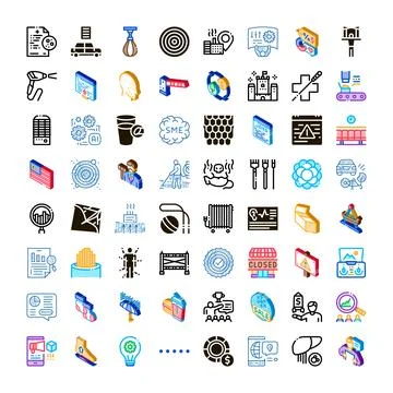 Diverse icon collection representing various concepts Stock Illustration